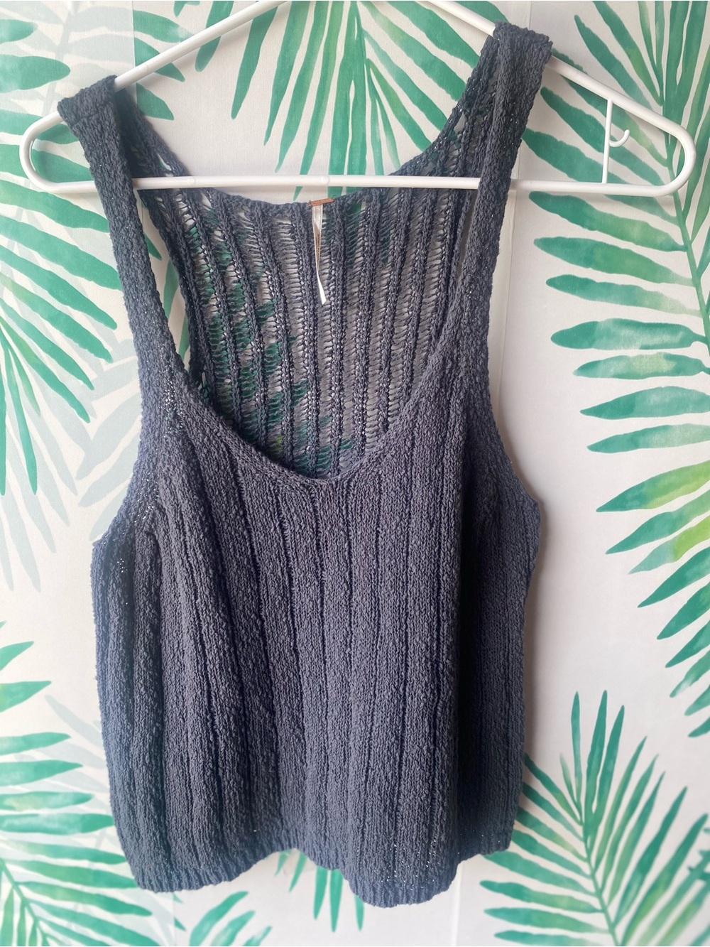 Free People Charcoal Gray Ribbed Tank Top